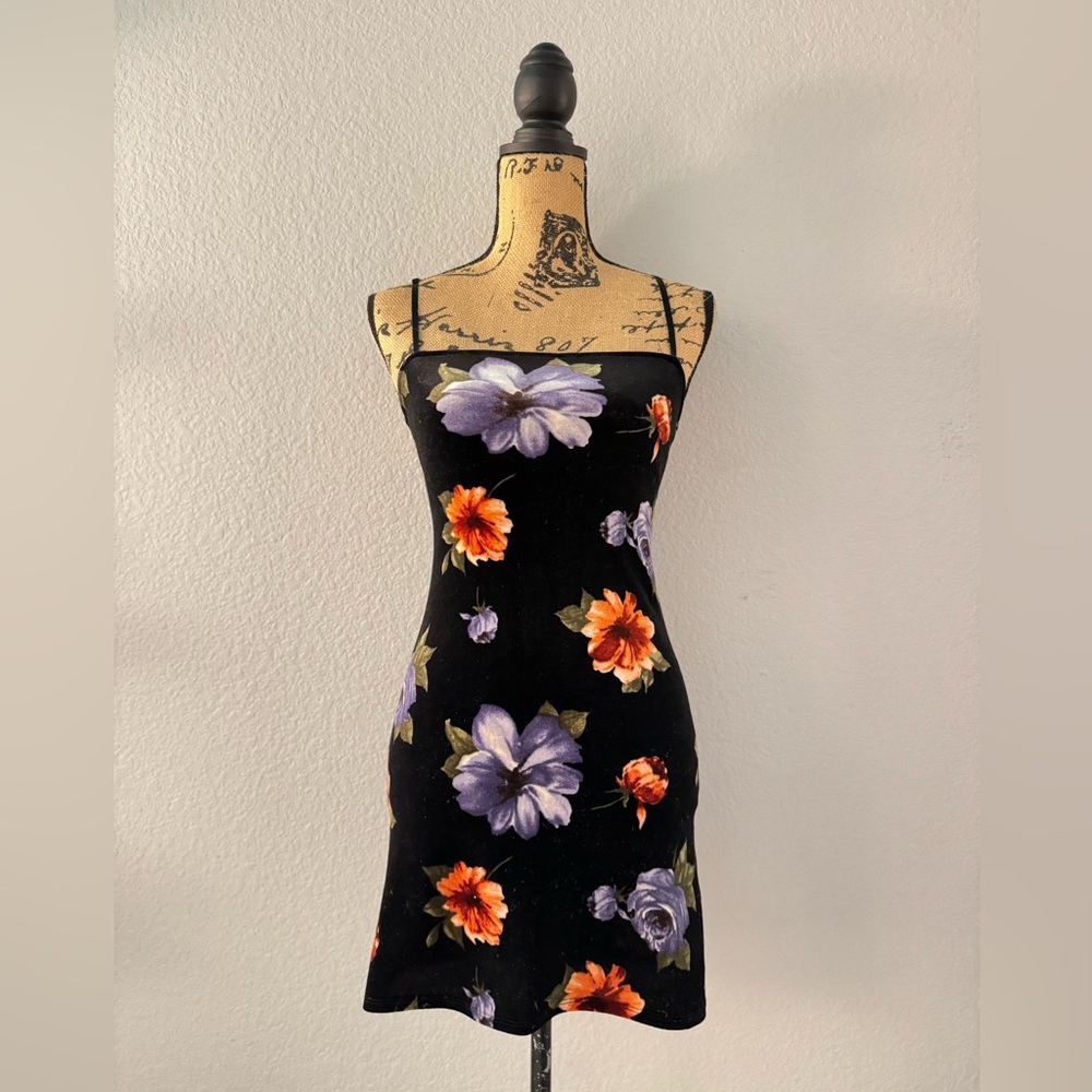 Mini Floral Velvet Dress